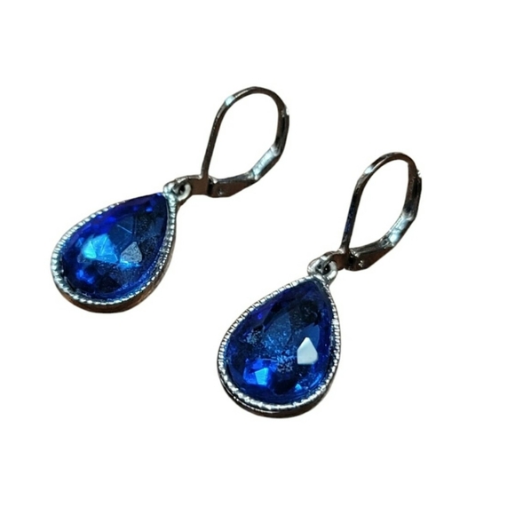 Monet Blue Dangle Teardrop Earrings - Picture 4 of 7
